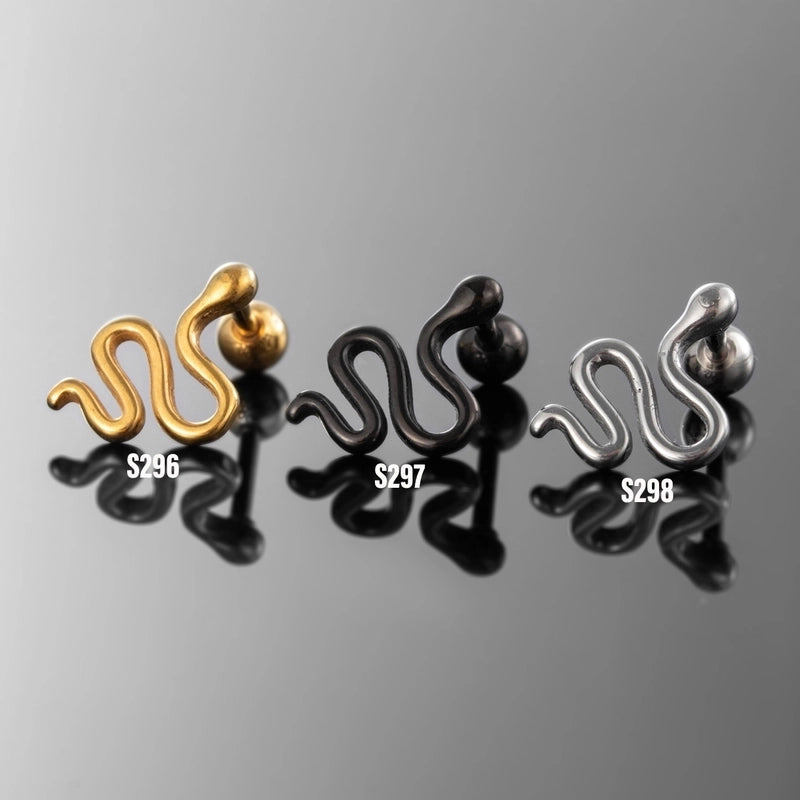 1 Piece Hip-Hop Rock Cool Style Snake 316 Stainless Steel Ear Studs