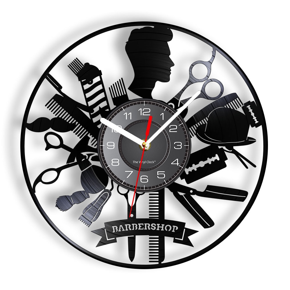

Barber Shop - Vinyl Record Wall Clock - Without LED, 501 Original