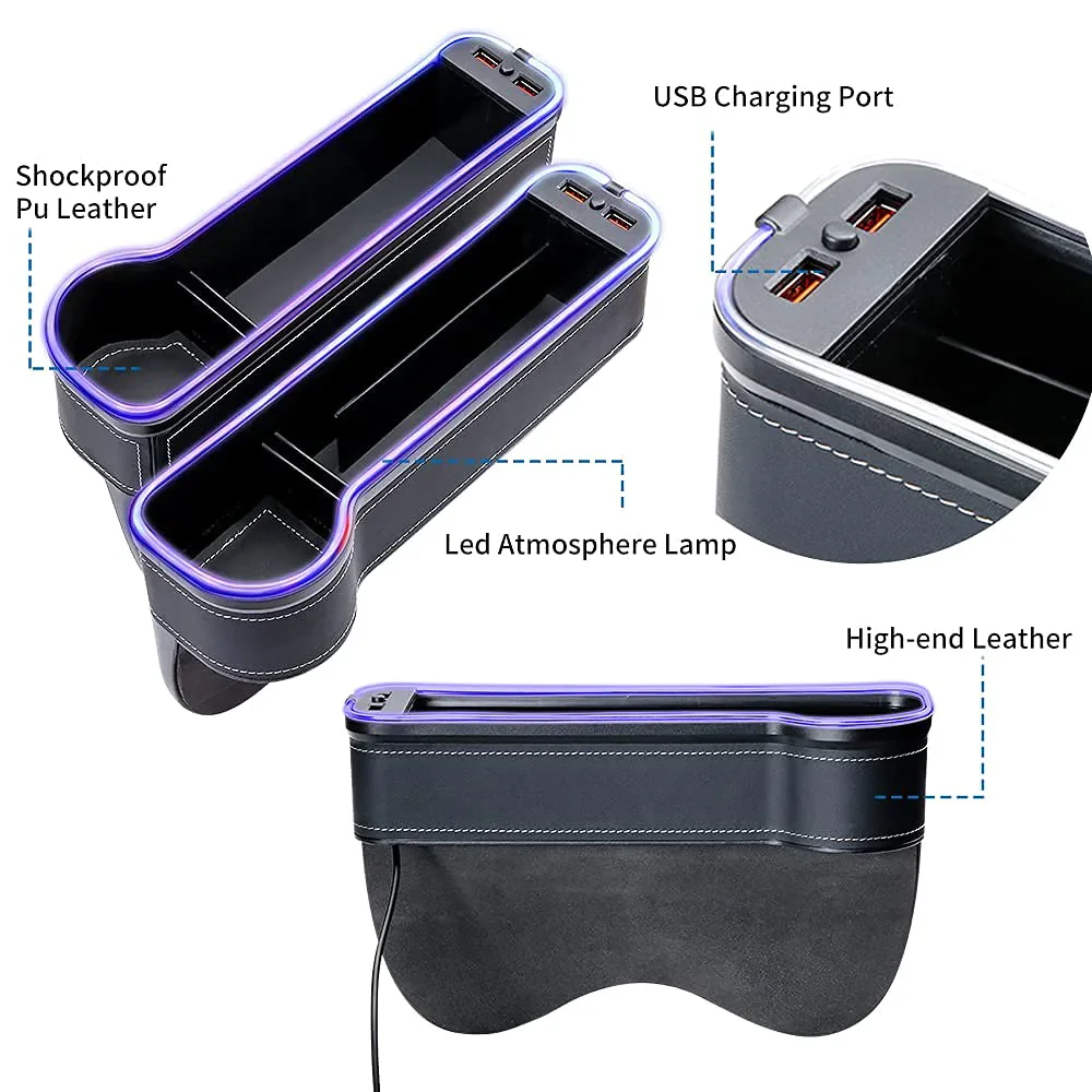 Car seat gap luminous storage box