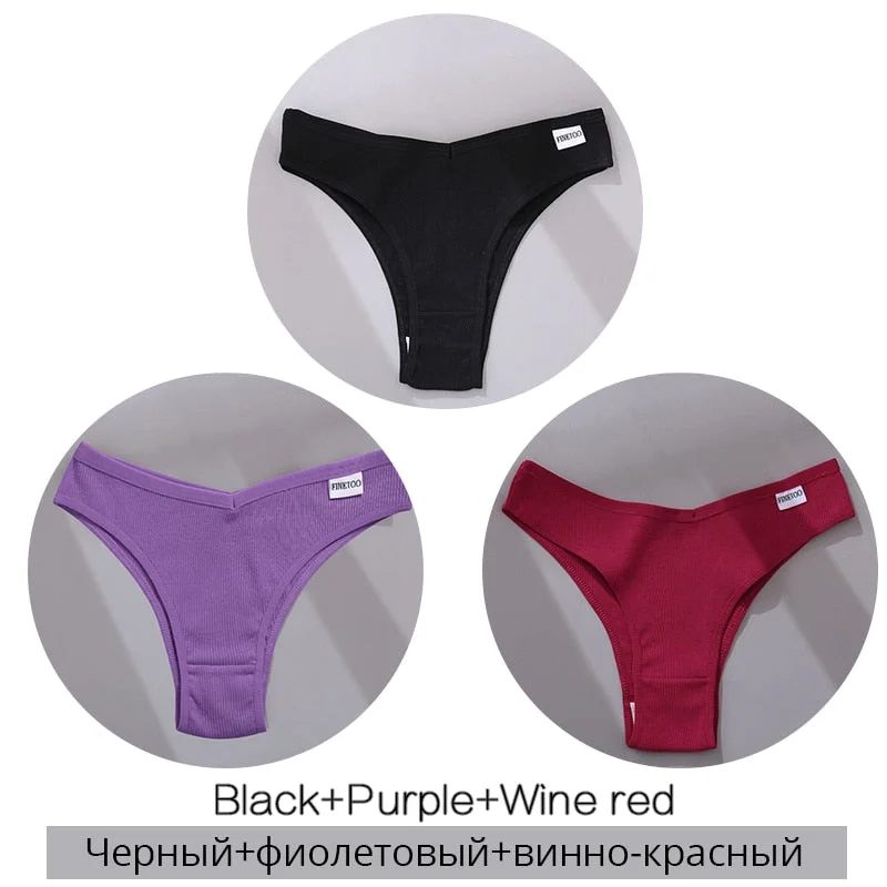FINETOO Women's Brazilian Panties 3Pcs/set Women Cotton Underpants M-XL Comfortable Underwear Ladies Soft Panty Fast Shipping