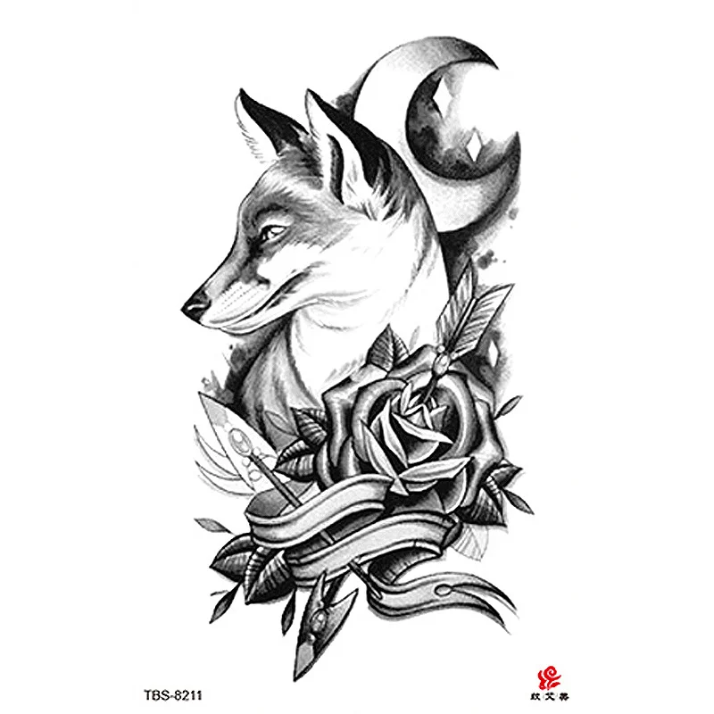 Sdrawing Temporary Tattoo Sticker Dark Snake Tattoos Flower Tatoos Body Art Geisha Water Transfer Clavicle Arm Fake Tatto