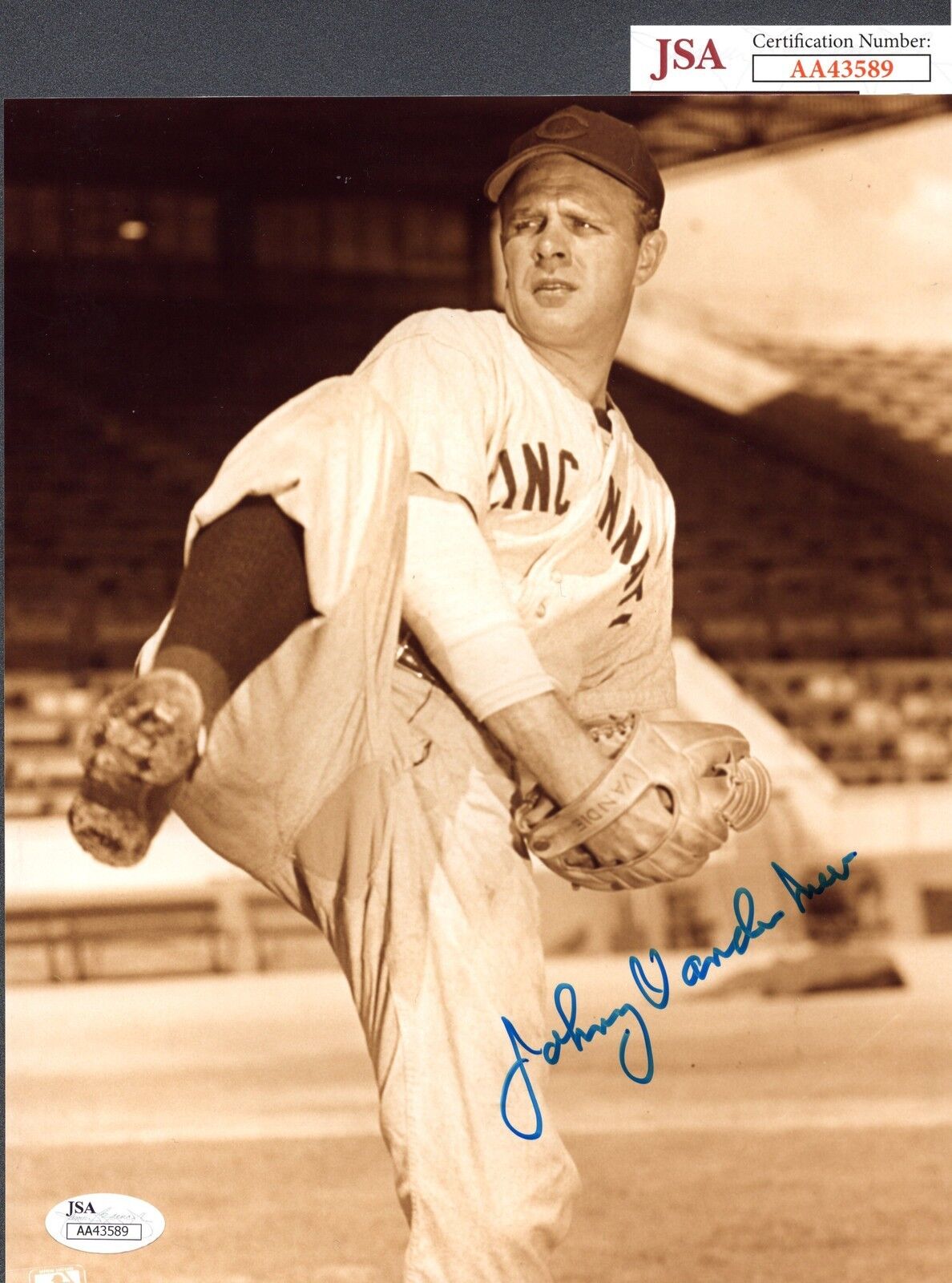 JSA Johnny Vander Meer Autographed Signed 8x10 Photo Poster painting Cincinnati Reds TRB 248