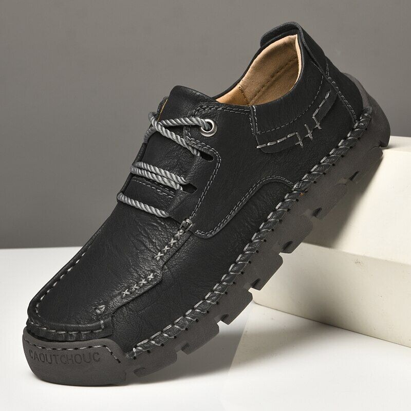 Men's Leather Casual Handmade Lace-Up Driving Shoes | ARKGET