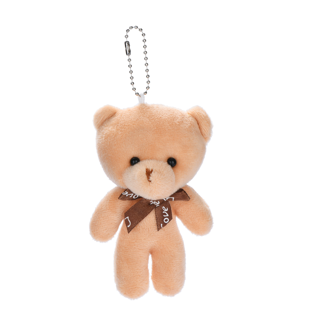 Cartoon Bowknot Bear Doll DIY Valentine Gifts Pendant Stuffed Toys (Brown)