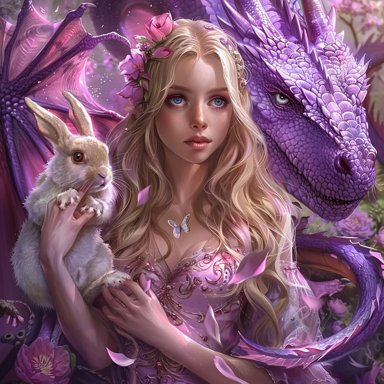 Purple Dragon and Girl 40*40CM Full Round Drill Diamond Painting gbfke