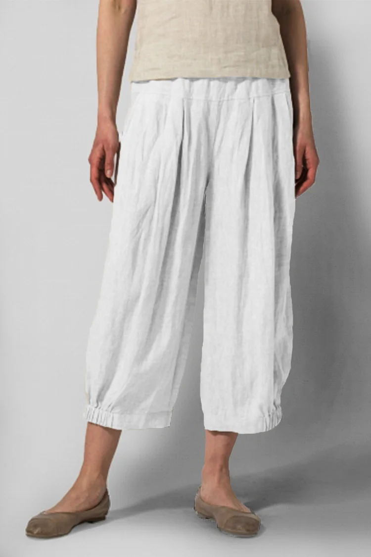 Solid Linen Casual Pants