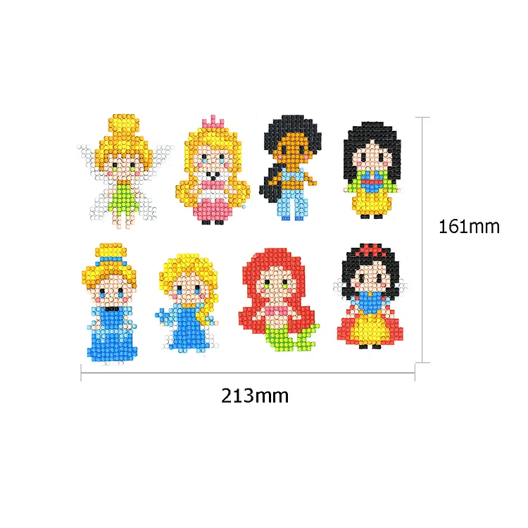 8PCS Diamond Painting Stickers - Disney Princess Adhesive Decals