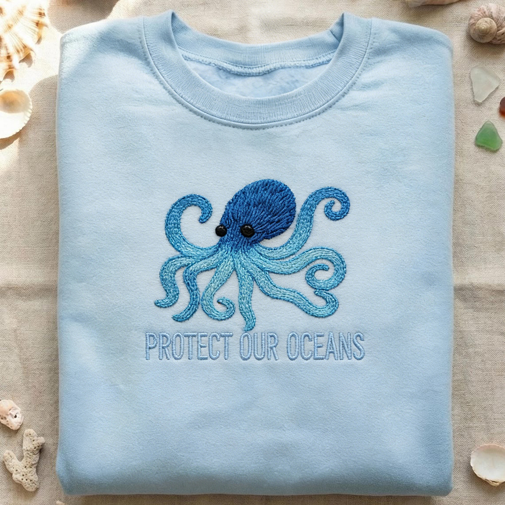 Protect Our Ocean Octopus Art Comfy Sweatshirt wearshes