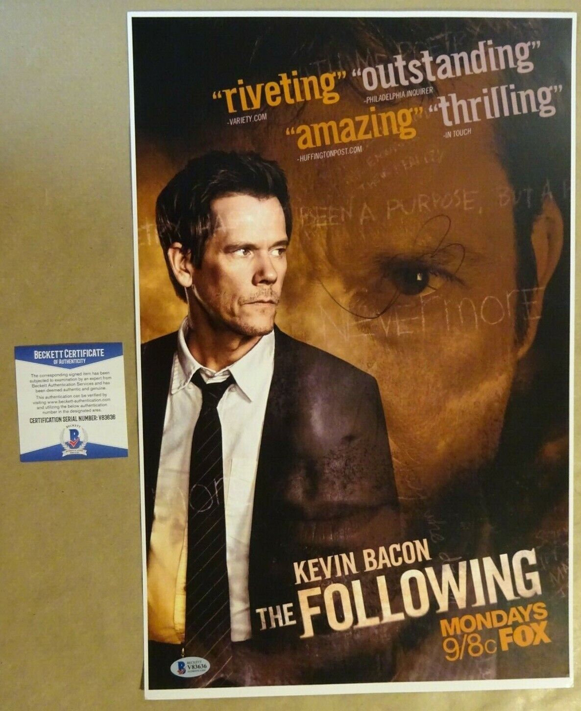 Signed KEVIN BACON Autographed THE FOLLOWING 11x17