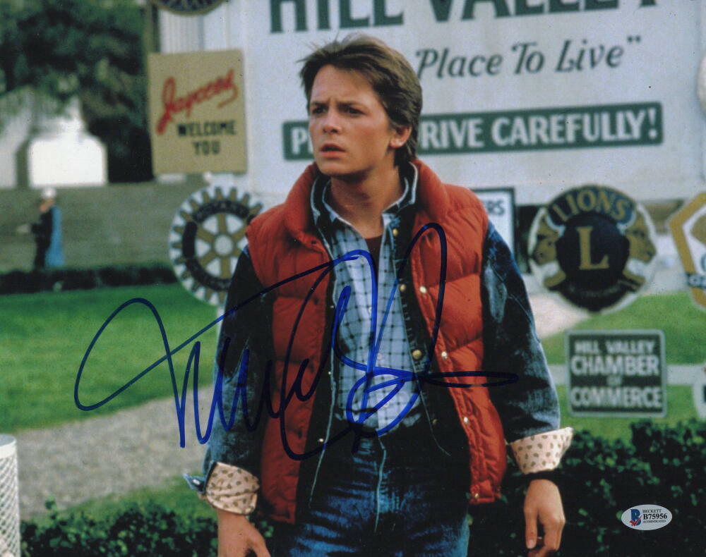 MICHAEL J FOX SIGNED AUTOGRAPH 11x14 Photo Poster painting - MARTY BACK TO THE FUTURE G BECKETT