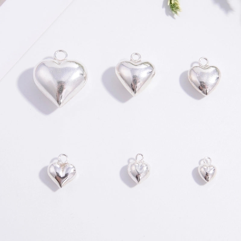 2 Pieces Minimalist Geometric Heart Shape Sterling Silver Plating 18k Gold Plated Charms