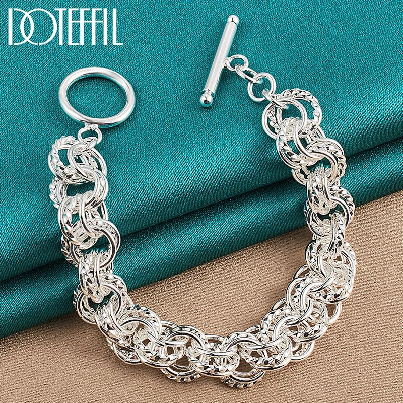 925 Sterling Silver Full Circle Chain Bracelet For Women Man Jewelry