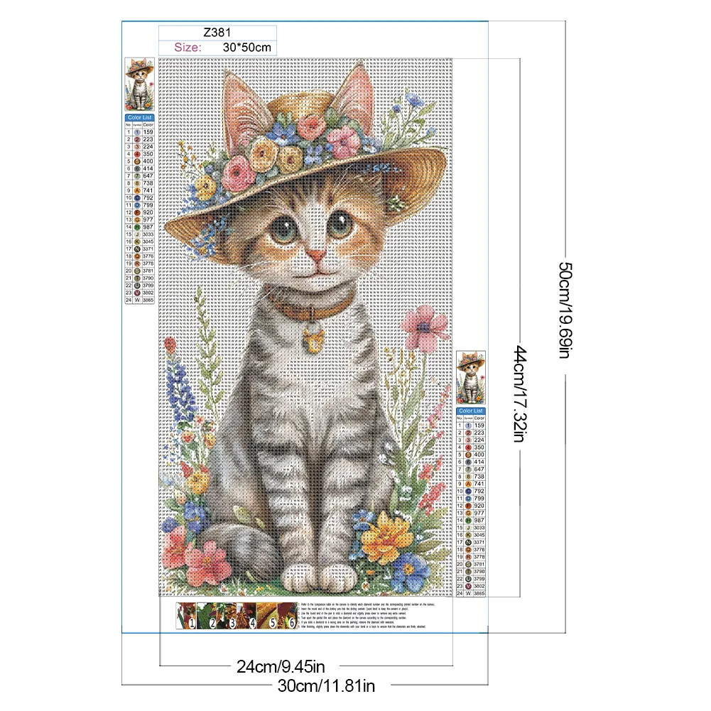 Diamond Painting - Full Round Drill - Flower Cat(Canvas|30*50cm)