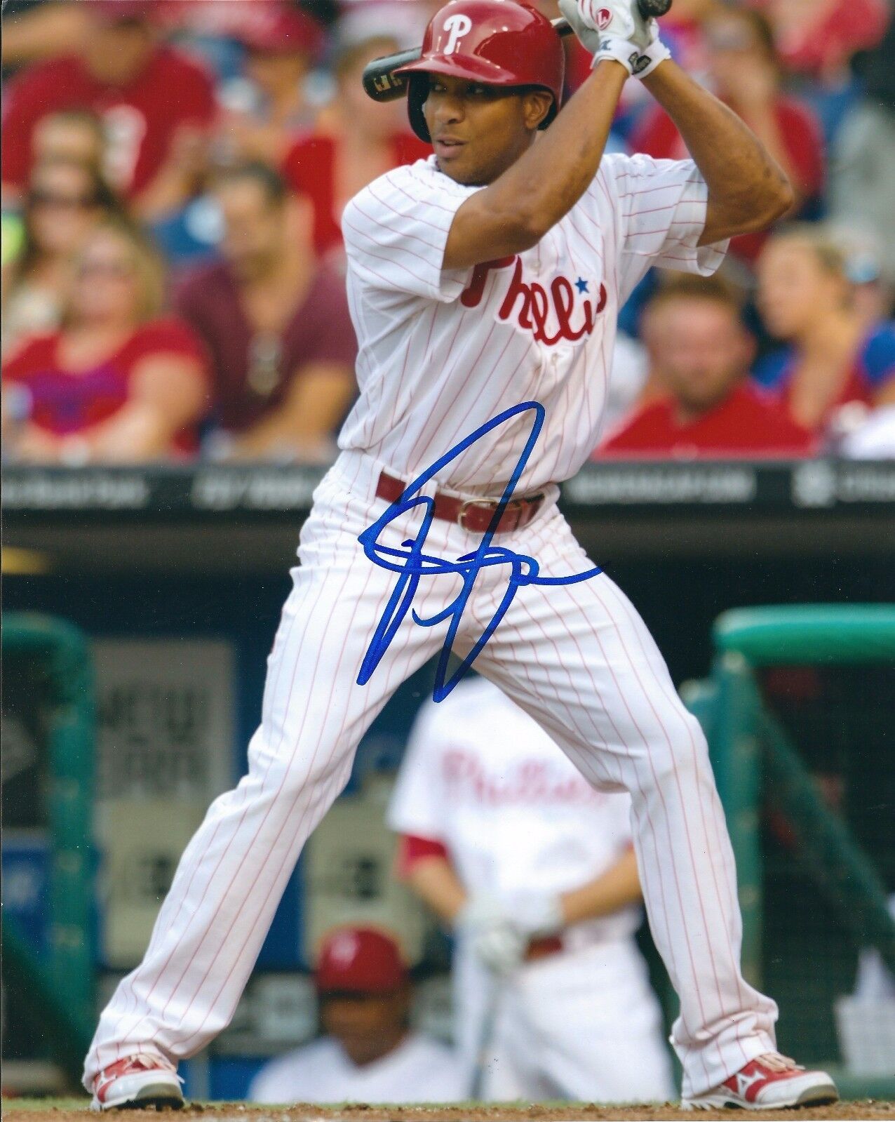 Signed 8x10 BEN REVERE Philadelphia Phillies Autographed Photo Poster painting - COA