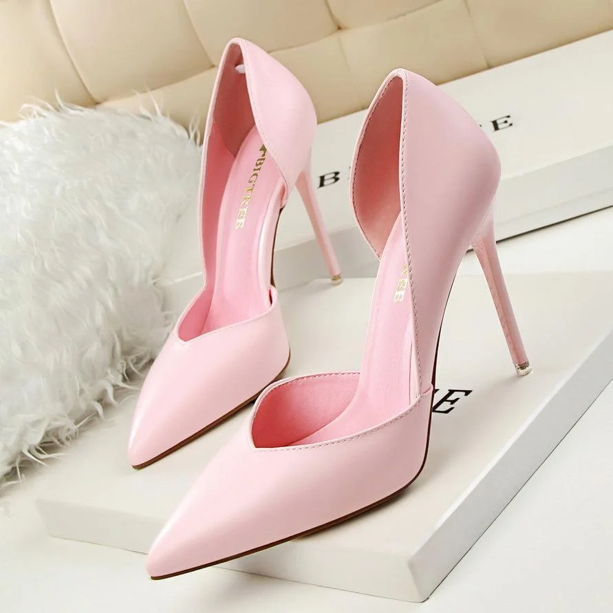 Fashion stiletto high-heeled patent leather shallow pointy sexy high-heeled shoes