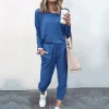 Women's 2 Piece Outfit Active Long Sleeve Sweatshirt Jogger Pants Tracksuit Set