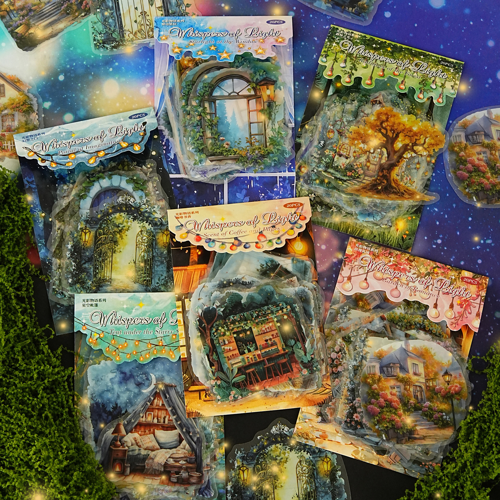 PET 스티커 - 빛과 그림자 이야기 시리즈 빈티지 식물 나무 창문 풍경