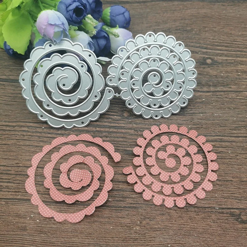 2pcs 3D Garland Spiral Flower Cutting Dies Stencils For DIY Scrapbooking Decorative Embossing Handcraft Die Cutting Template