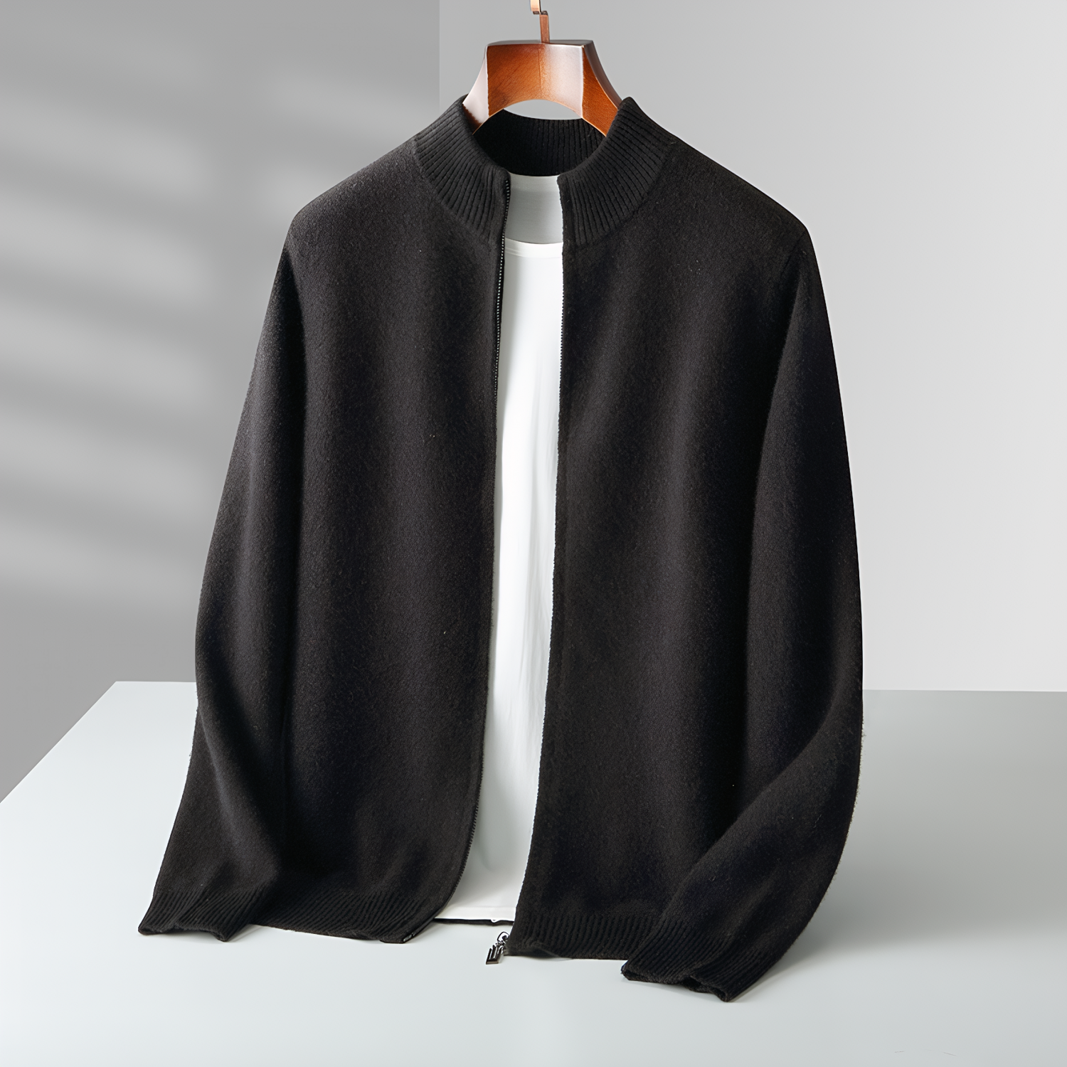 Men's Wool Zip-Front Cardigan | Premium Casual Wear REAL SILK LIFE