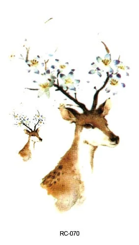 25 Different Waterproof Temporary Tattoo Stickers Fawn Deer Head Fake Tatto Geometric Animal Flash Hand Tatoo For Women Men