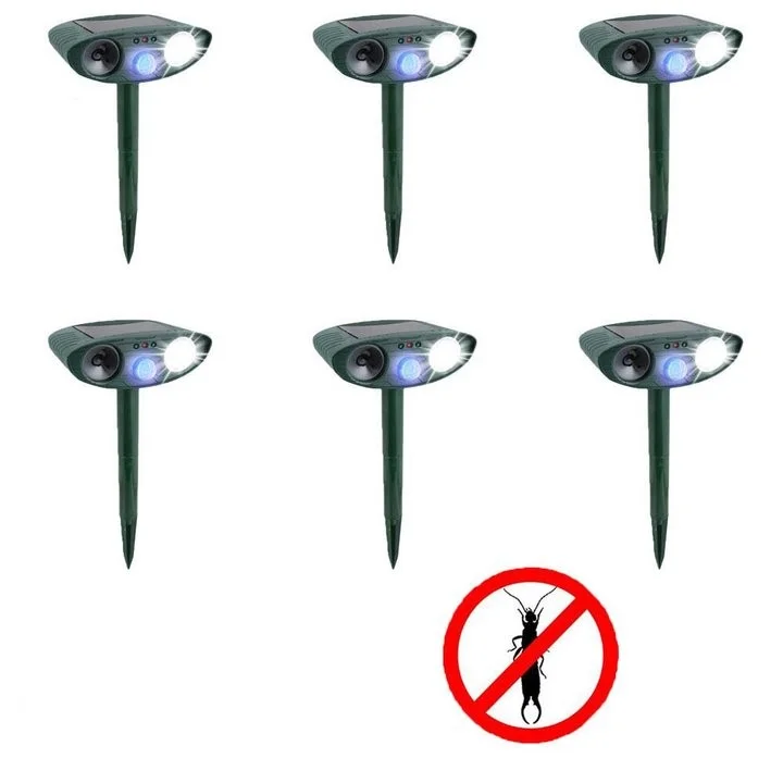 Ultrasonic Earwig Repeller - PACK of 6 - Solar Powered - Get Rid of Earwigs in 48 Hours or It's FREE - vzzhome