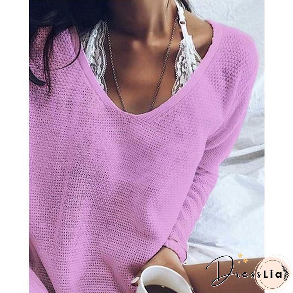 V Neck Casual Holiday Daily Pullover Sweater