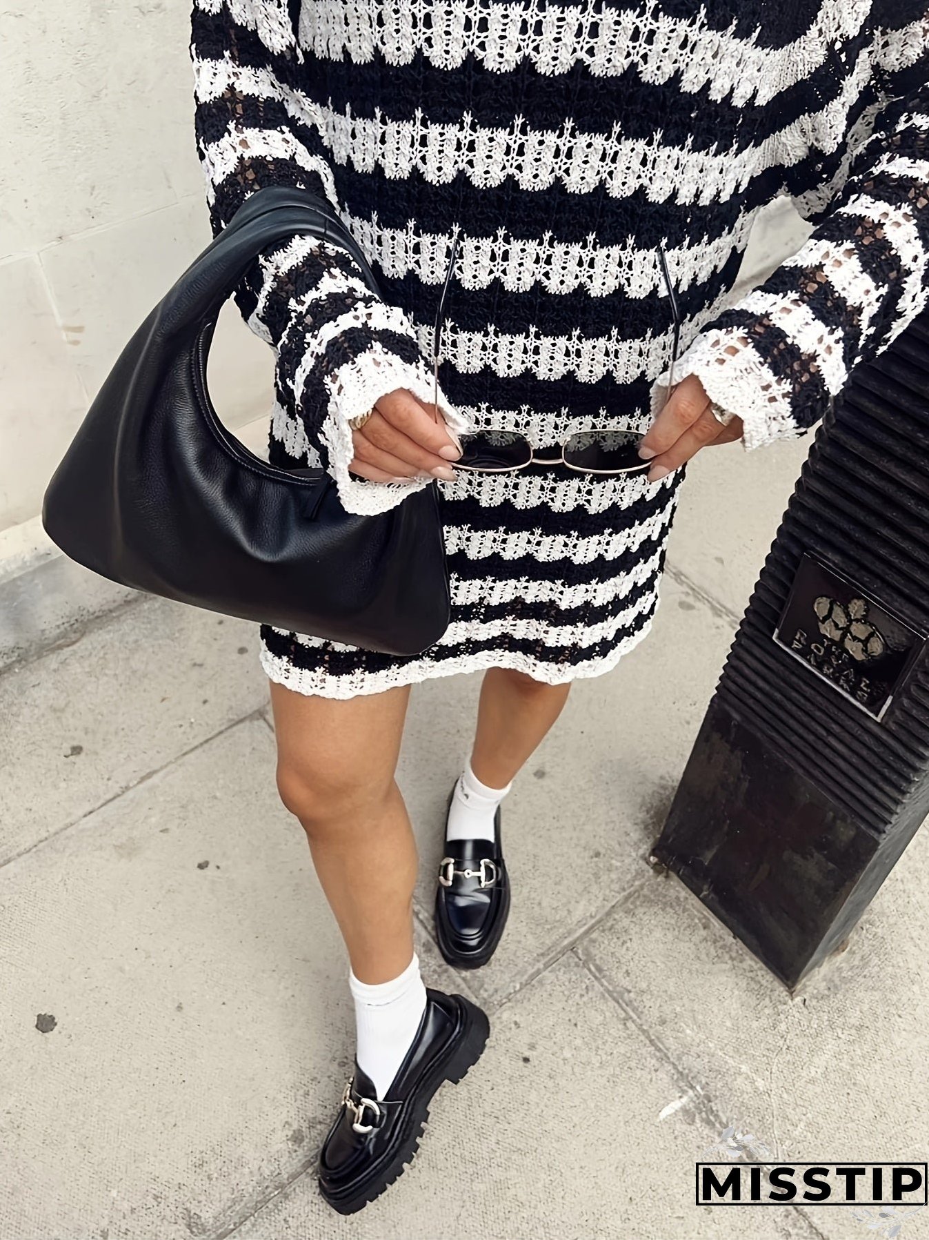 Striped Oversized Long Length Pullover Sweater, Casual Long Sleeve Sweater For Spring & Fall, Women's Clothing