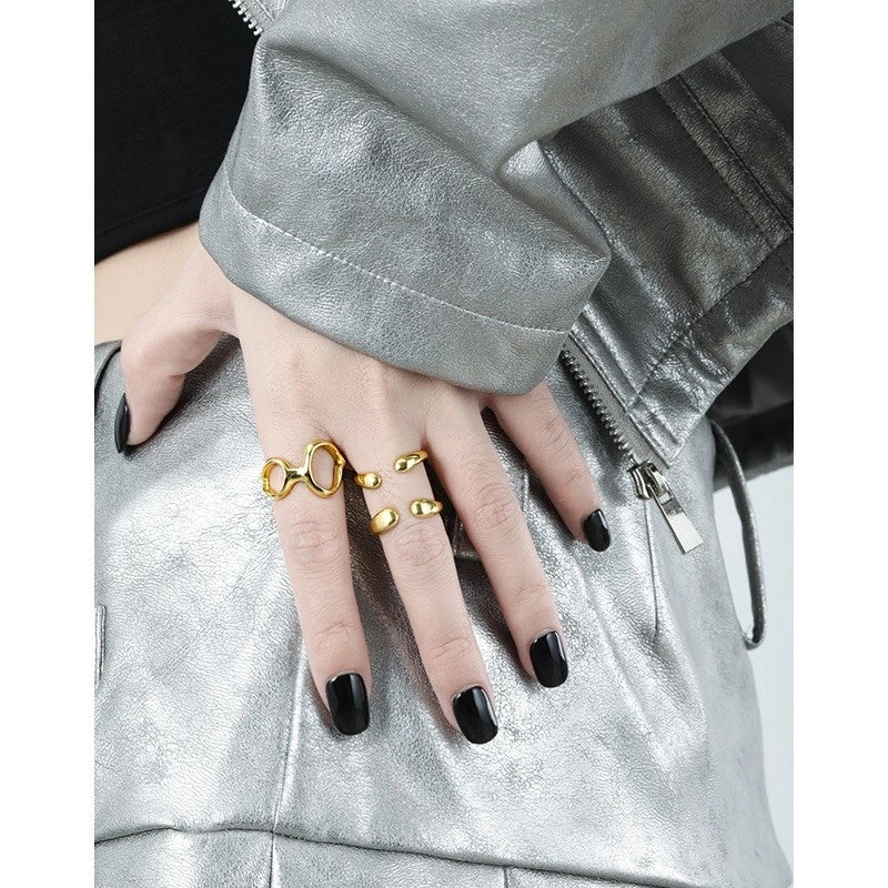 18K Gold Plated White Gold Plated 925 Sterling Silver Oval Open Rings