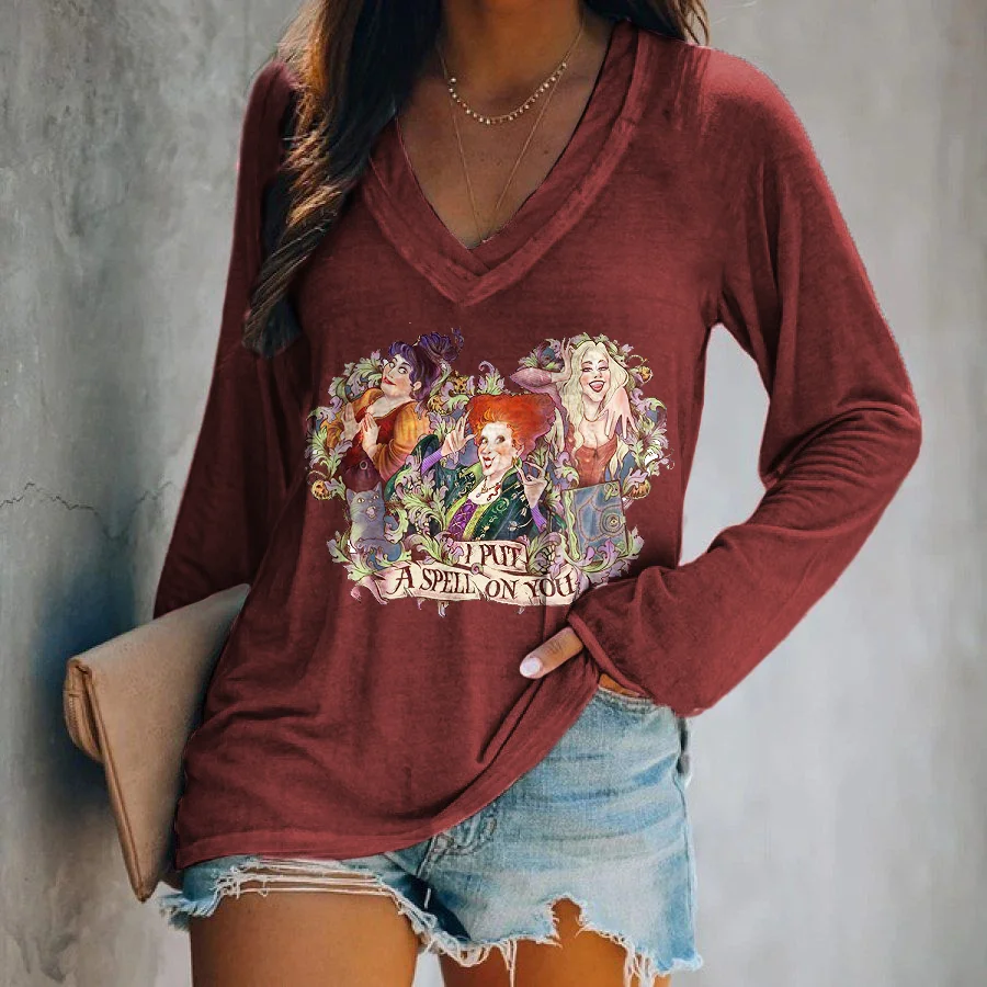 I Put A Spell On You Printed Long Sleeve T-shirt