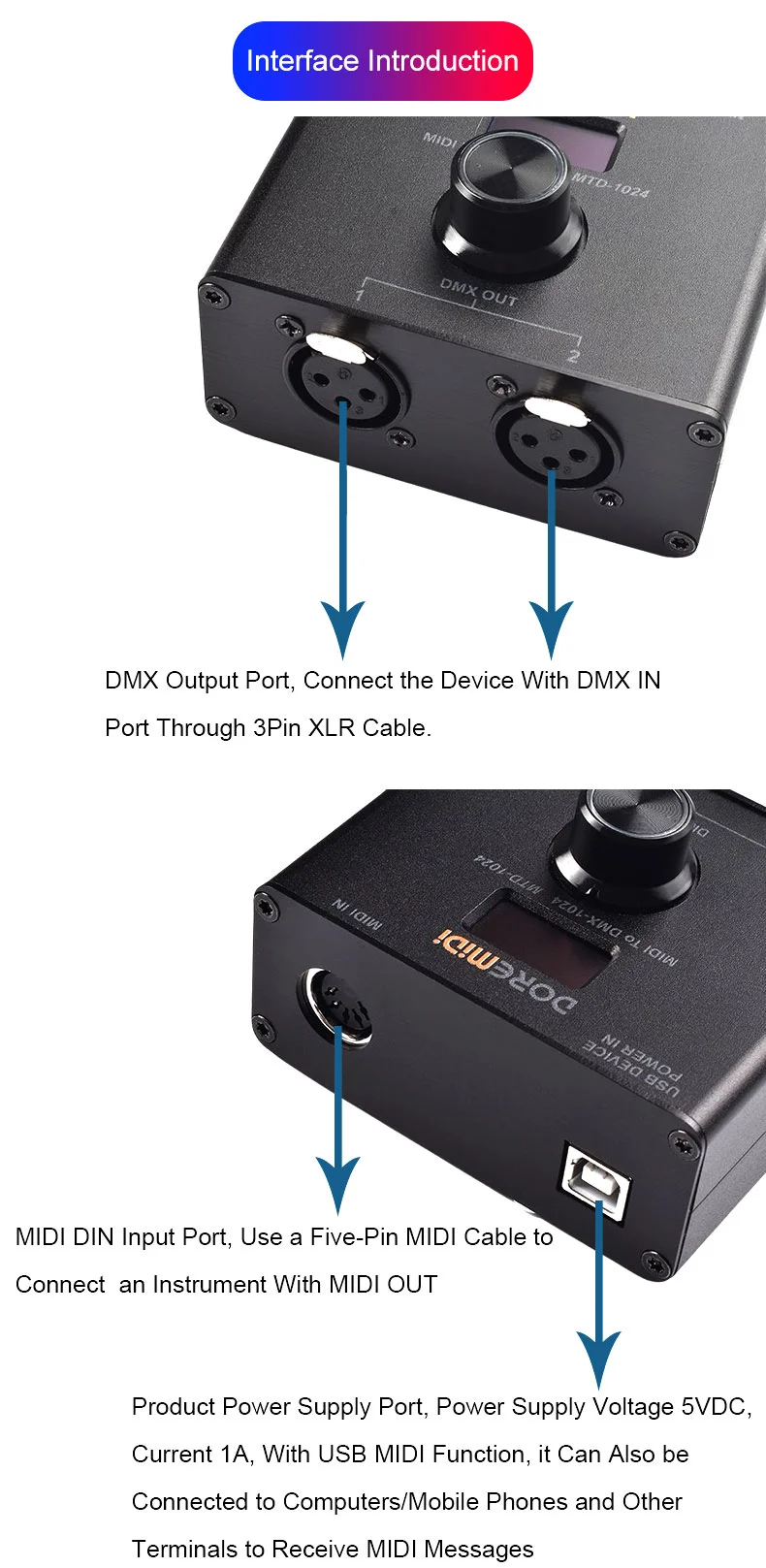 DOREMiDi MIDI To DMX Box(MTD-1024)