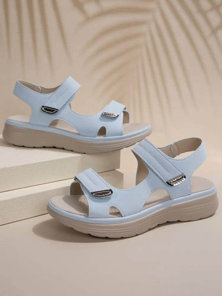 Breakj Breakj New Summer Women's Shoes Large-Size Thick-Sed Casual Sandals With Magic Stickers Women's Shoes