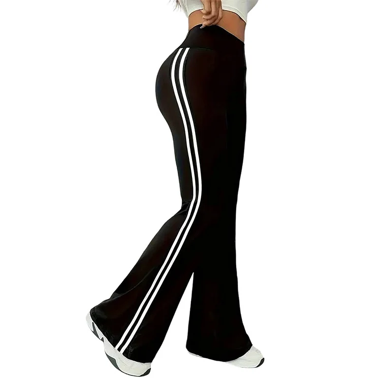 (🔥Versandkostenfrei ab 2 St&uuml;ck)High Waist Schlaghose mit Seitenstreifen &ndash; Figurformende Retro-Hose