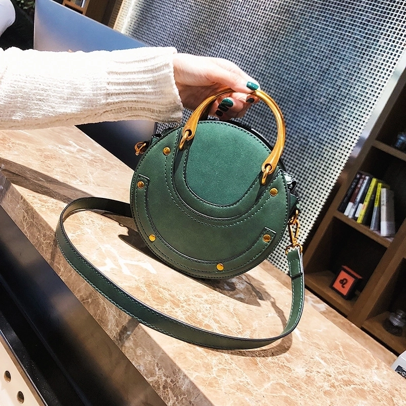 Women's Small Pu Leather Solid Color Vintage Style Round Zipper Crossbody Bag3