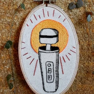 pornhint Pornhint Hitachi wand vibrator embroidery hoop art -6" oval