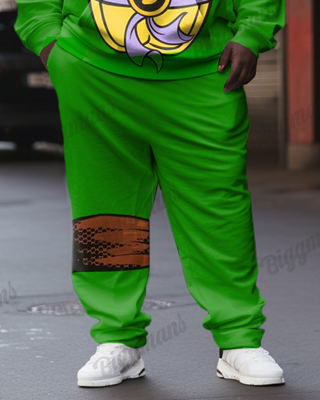 Big Guys Fun Cartoon Turtle Print Hoodie Set
