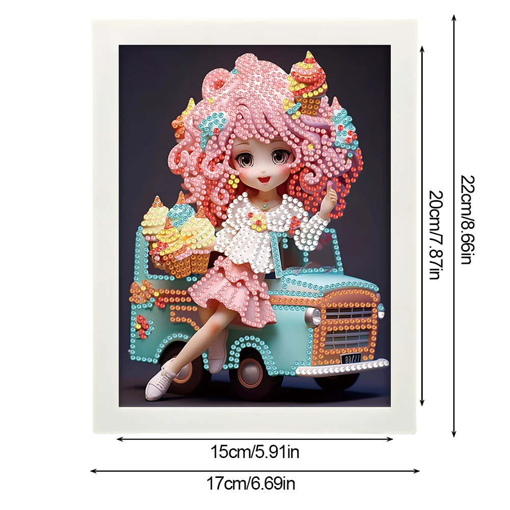 Diamond Painting - Partial Crystal Rhinestone Drill - Cartoon Girl(Canvas|15*20cm)【with Plastic Frame】