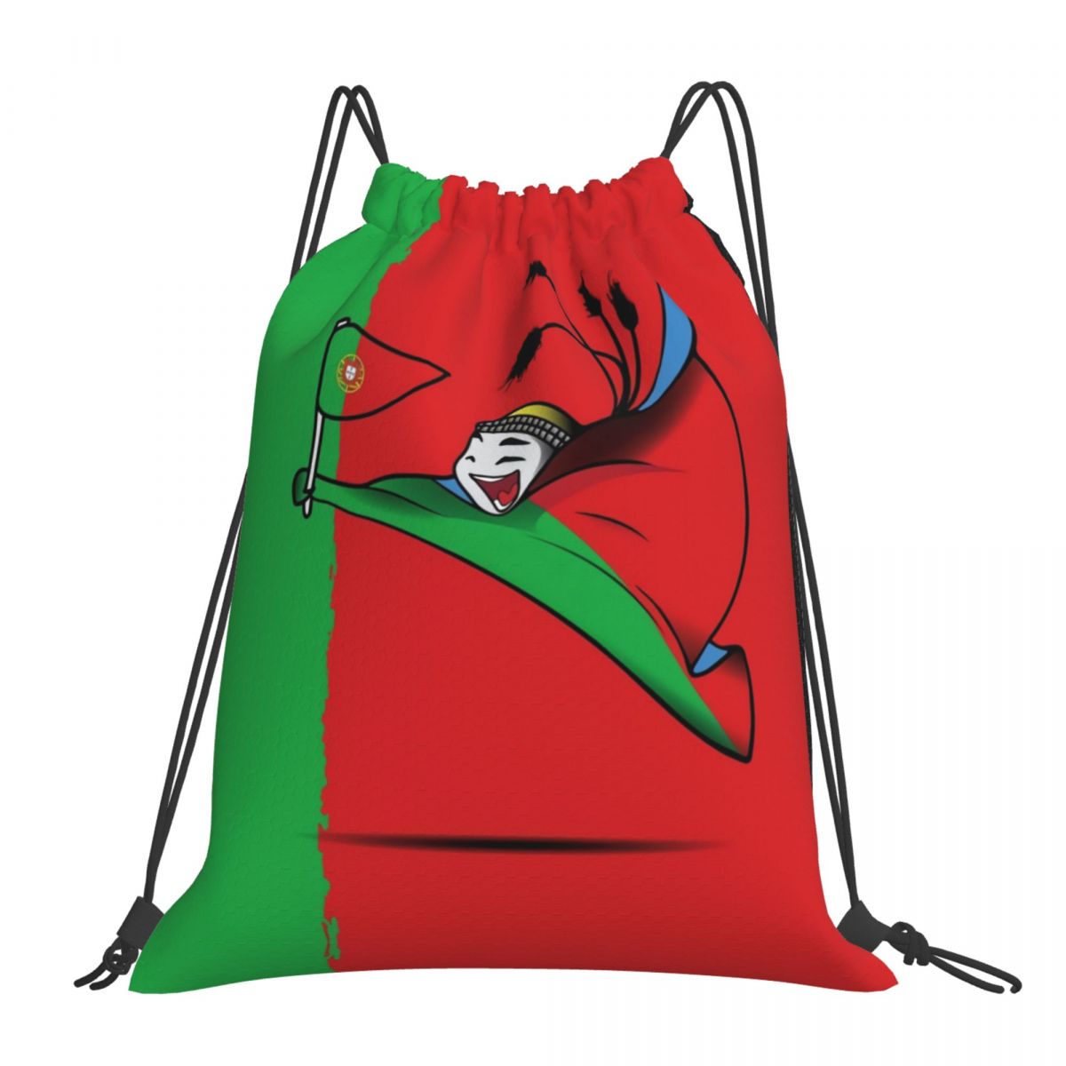 Portugal World Cup 2022 Mascot Unisex Drawstring Backpack Bag Travel Sackpack