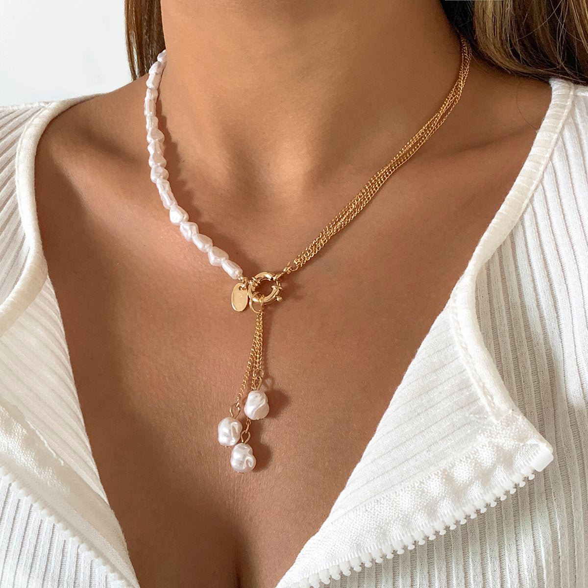Irregular Pearl Chain Choker Women Necklace Party Jewelry | Oxredo Shop Ramadan Sale