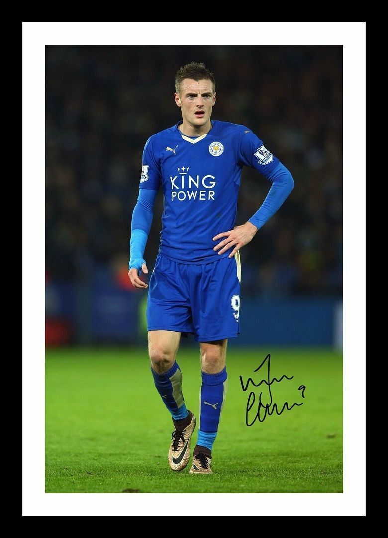 Jamie Vardy - Leicester City Autograph Signed & Framed Photo Poster painting 3