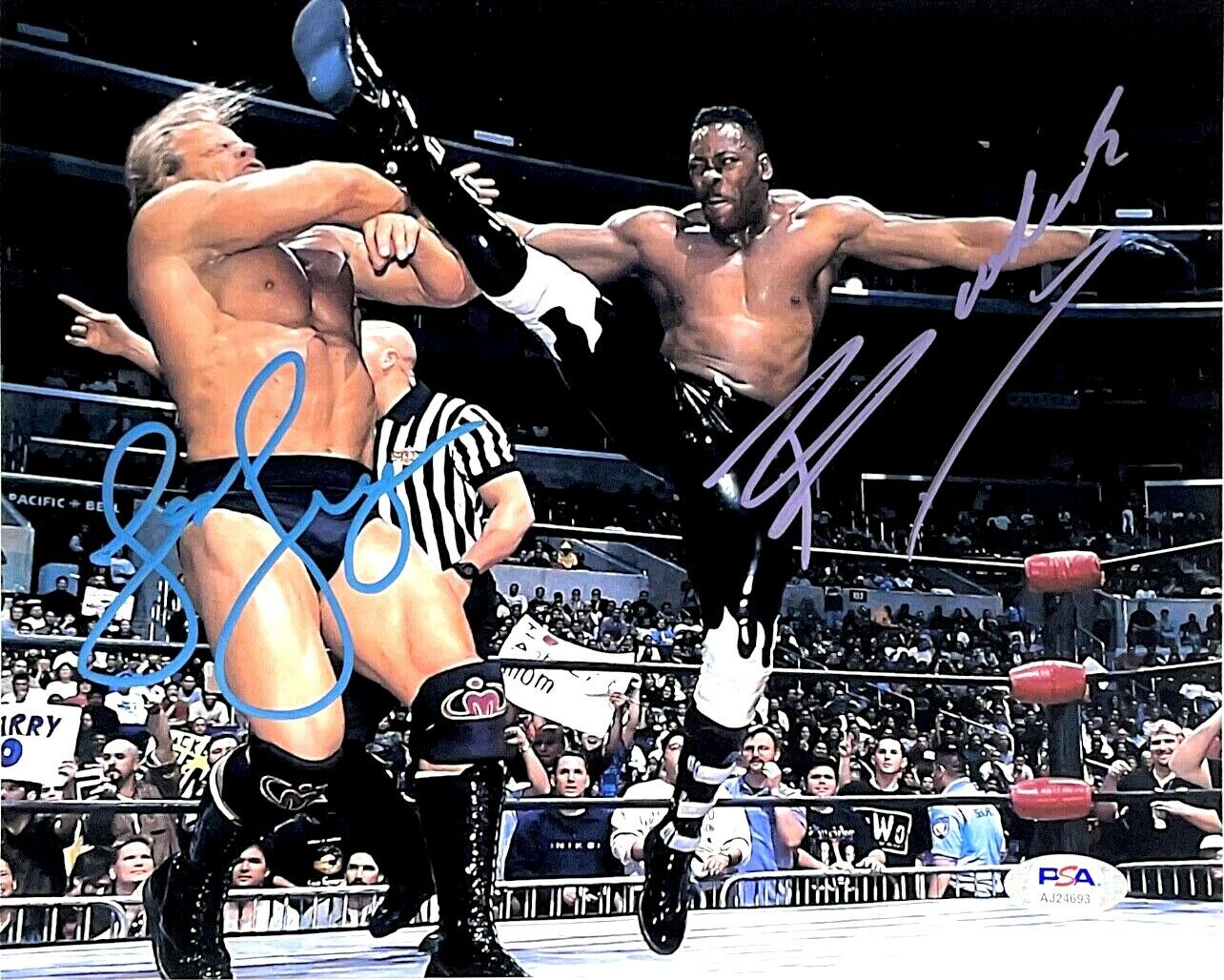 WWE BOOKER T AND LEX LUGER HAND SIGNED AUTOGRAPHED 8X10 Photo Poster painting WITH PSA COA RARE