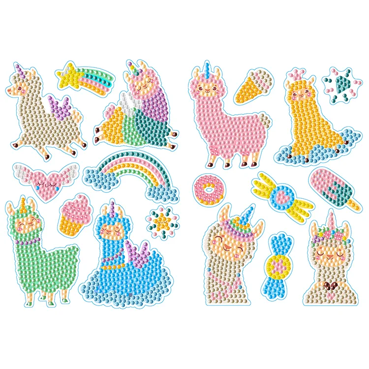 2pcs Diamond Painting Stickers Kits Animals 5D Gem Sticker DIY for Kids Beginner