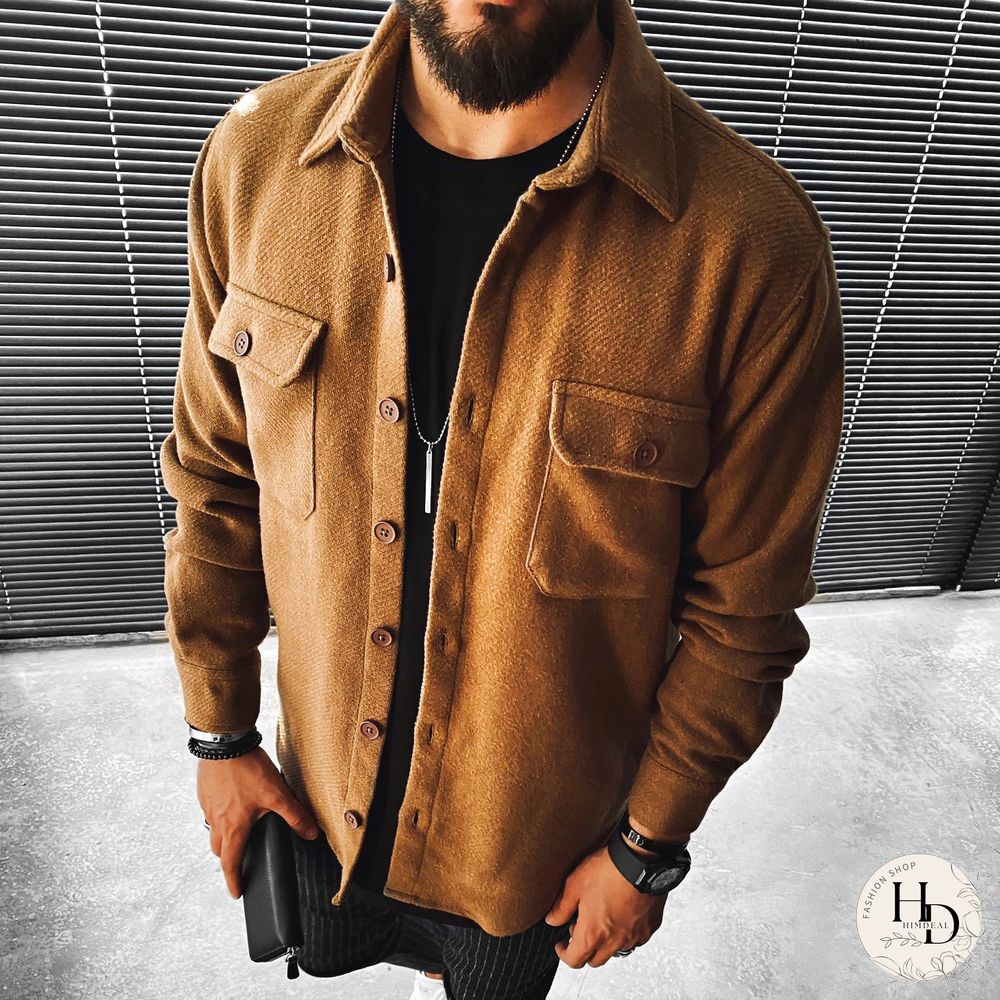 Casual Fashion Solid Color Pocket Long Sleeve Shirt Jacket