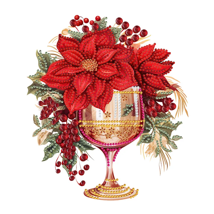 Partial Special-Shaped Diamond Painting - Christmas Water Glass 30*30CM
