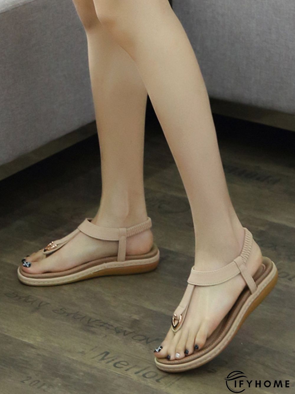 Women's Beach Metal Buckle Trim Flip-On Sandals | IFYHOME