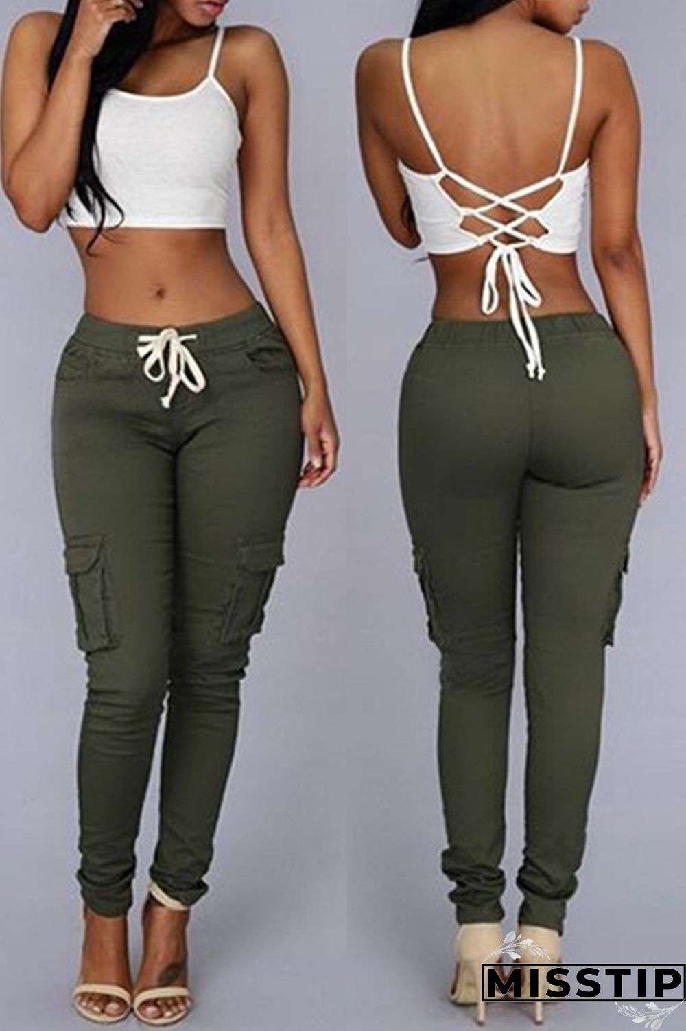 Light Coffee Fashion Casual Solid Basic Regular Mid Waist Trousers