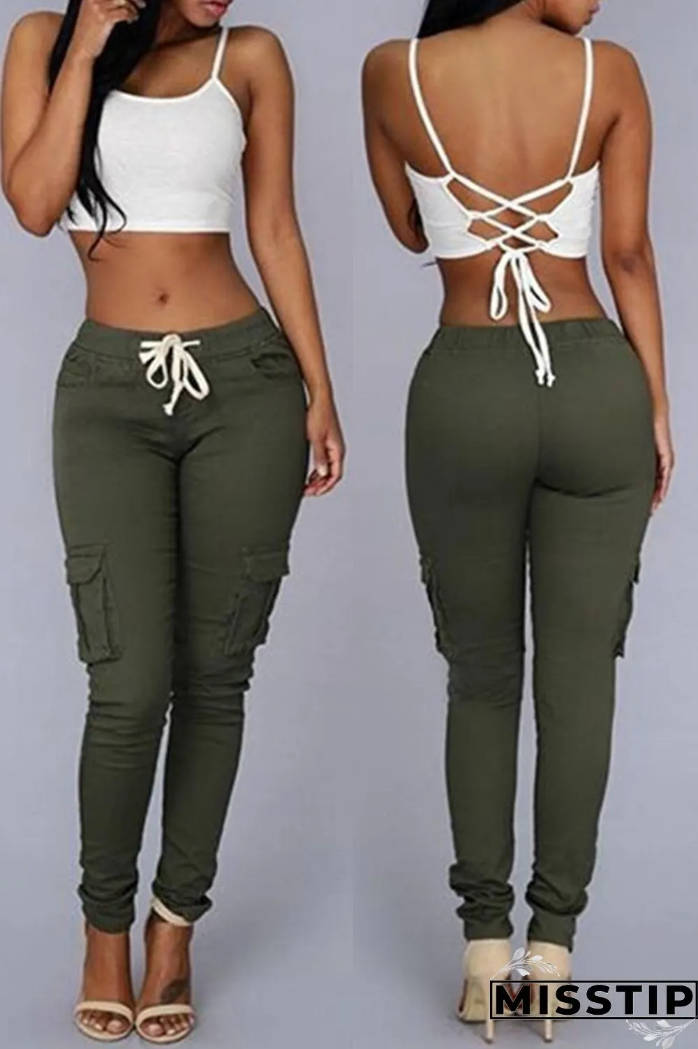 Light Coffee Fashion Casual Solid Basic Regular Mid Waist Trousers
