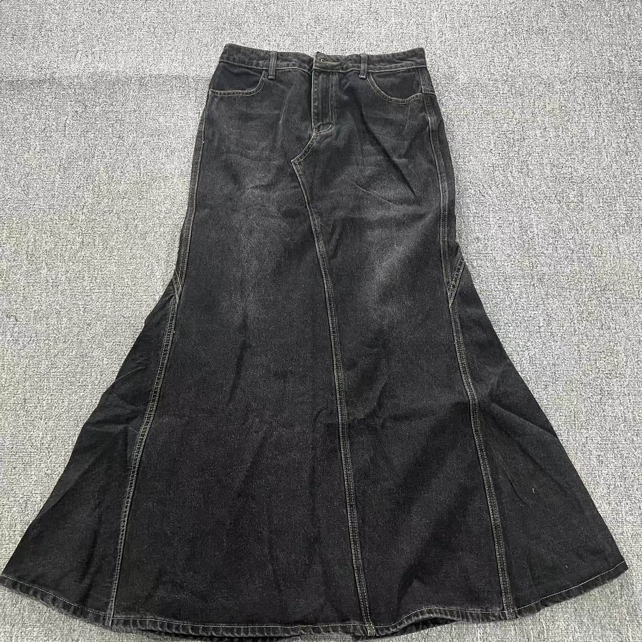 Wimawait Autumn/Winter New Vintage High Waist Denim Half Fishtail Skirt Women Split Line Hip Up Design Elastic Free Wrap Hip Long Skirt