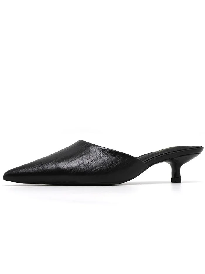 Fashion trendy pointed toe breathable toe cap low-heel slippers