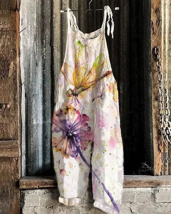Women's Floral Print Loose Casual Jumpsuit