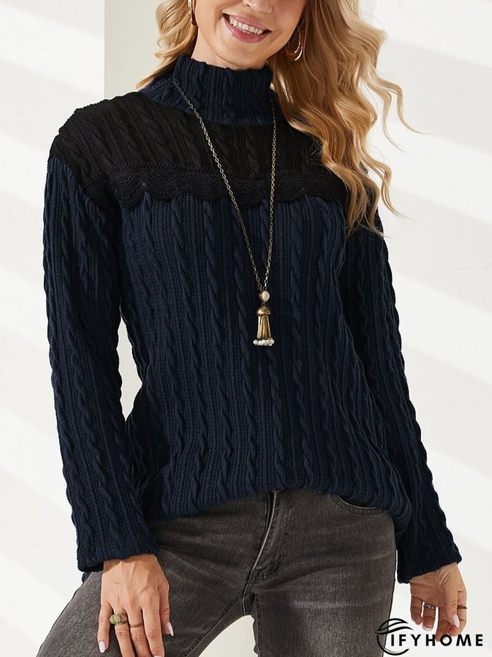 Plain Casual Loose Half Turtleneck Top | IFYHOME